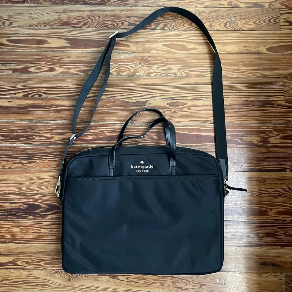 Kate Spade Black Laptop Bag with Gold Details